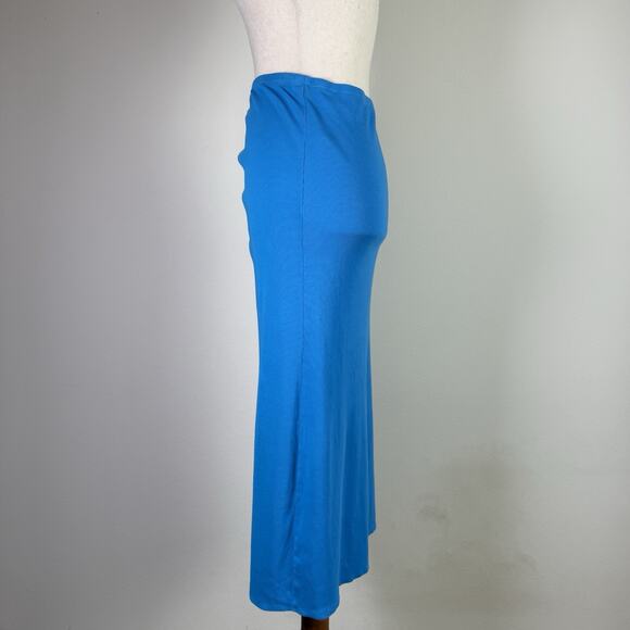 Aeire Midi Skirt Ribbed Beachwalk Size Medium Blue Side Slit Tie Coverup - Picture 4 of 12